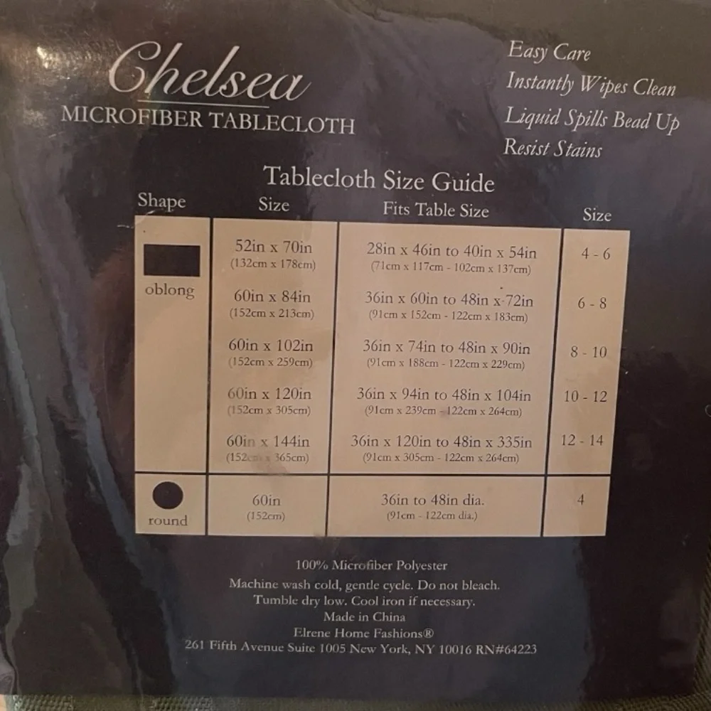 Chelsea Microfiber Tablecloth